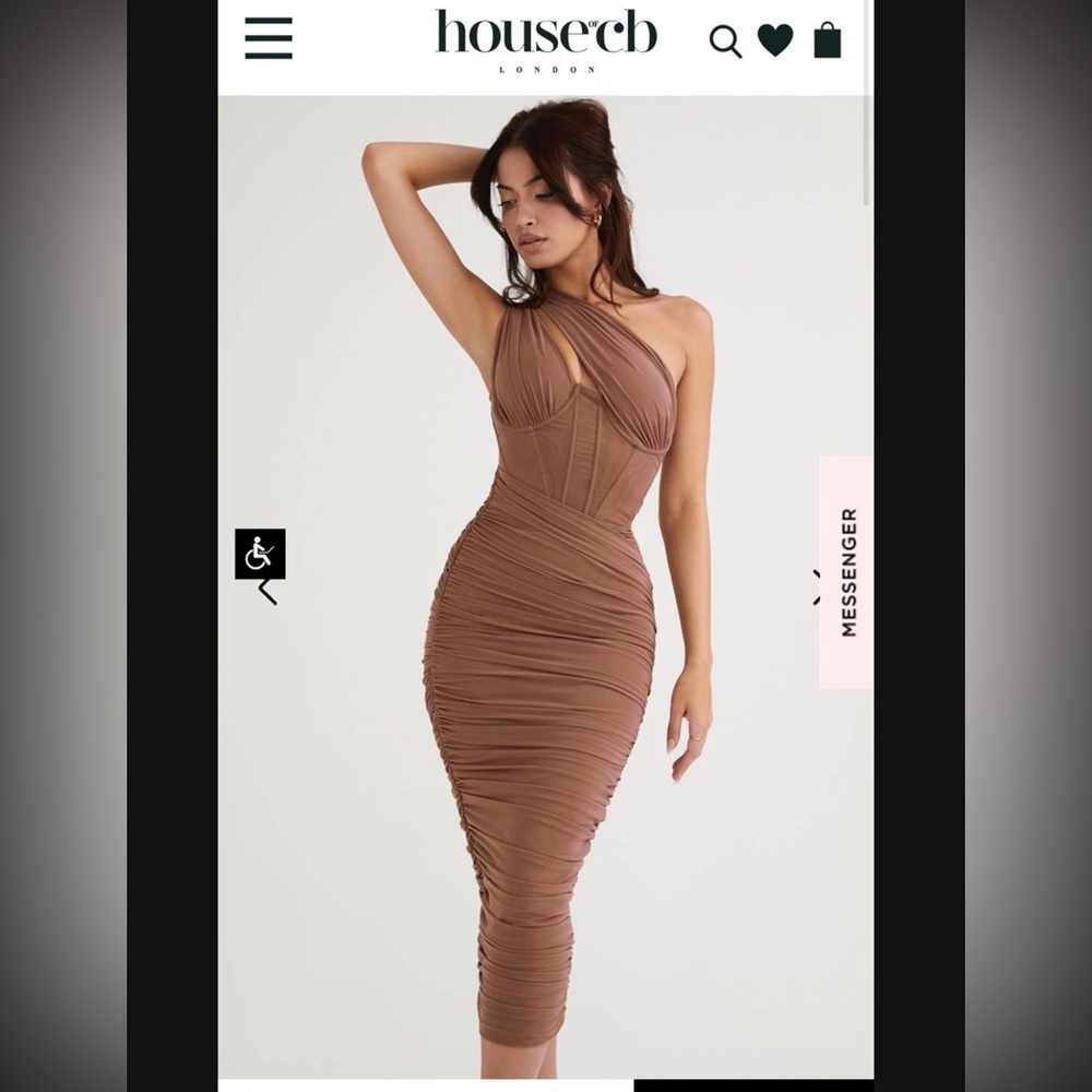 House Of CB. Valentina Dress in Mocha. Size L.